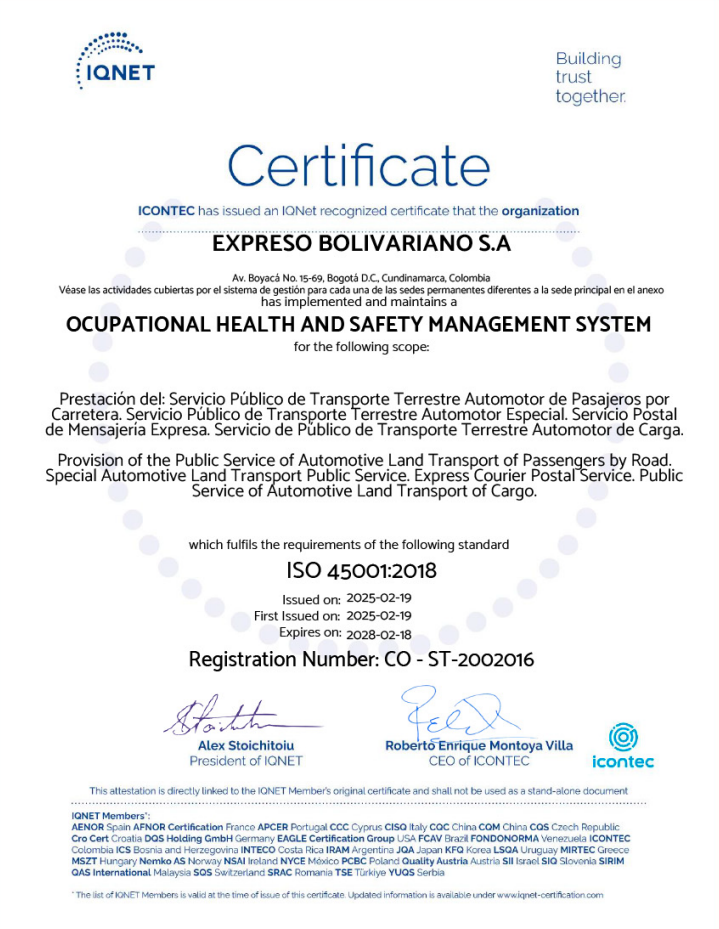 certificado iso 45001:2018