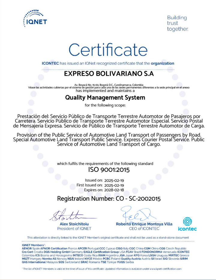 certificado iso 9001:2015